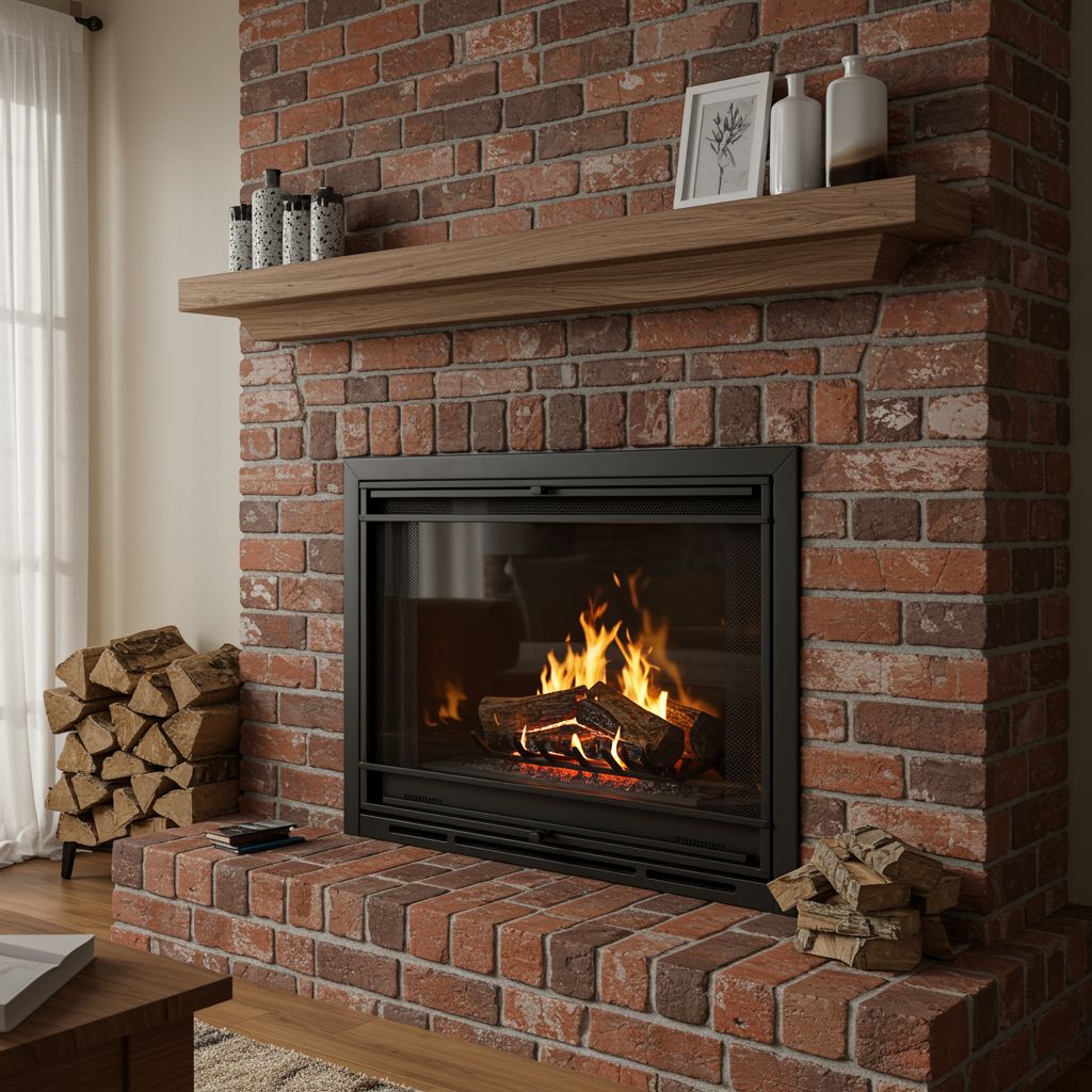 Brick surround framing a glowing insert